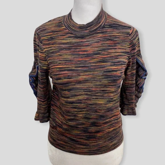 See by Chloe Multicolor Space Dye Ruffle Sleeve Sweater - Picture 1 of 8